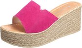 Eenvoudige effen kleur Wild Wedge Sandals Pantoffels, schoenmaat: 35 (rose rood)