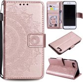 Totem Flower Reliëf Horizontale Flip TPU + PU lederen tas met houder & kaartsleuven & portemonnee voor iPhone SE 2020/8/7 (roségoud)