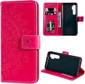 Voor Xiaomi Mi Note 10 Lite Totem Bloem Reliëf Horizontale Flip TPU + PU lederen tas met houder & kaartsleuven & portemonnee (rood)