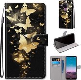 Voor Nokia 5.4 Gekleurde Tekening Cross Textuur Horizontale Flip PU Lederen Case met Houder & Kaartsleuven & Portemonnee & Lanyard (Golden Butterfly Group)