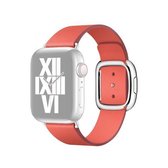 Lederen horlogeband in moderne stijl voor Apple Watch Series 6 & SE & 5 & 4 44 mm / 3 & 2 & 1 42 mm (watermeloenrood)