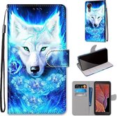 Voor Samsung Galaxy Xcover 5 Gekleurde Tekening Cross Textuur Horizontale Flip PU Lederen Case met Houder & Kaartsleuven & Portemonnee & Lanyard (Dick Rose Wolf)