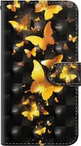 3D-schilderijpatroon Horizontaal Flip TPU + PU lederen tas met houder & kaartsleuven & portemonnee voor Huawei P20 Pro (gouden vlinder)