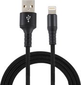 2A USB naar 8-pins gevlochten datakabel, kabellengte: 1m (zwart)