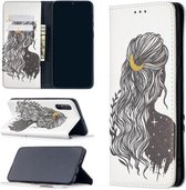 Voor Samsung Galaxy A50 Gekleurde Tekening Patroon Onzichtbare Magnetische Horizontale Flip PU Lederen Case met Houder & Kaartsleuven & Portemonnee (Meisje)