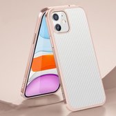 SULADA luxe 3D koolstofvezel getextureerd schokbestendig metaal + TPU frame hoesje voor iPhone 11 (roségoud)