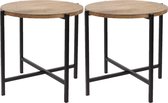 Set van 2x stuks bijzettafels rond hout/metaal zwart 42 x 40 cm - Home Deco meubels en tafels