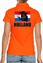 Holland met leeuw en vlag oranje poloshirt Holland / Nederland supporter EK/ WK voor dames XXL