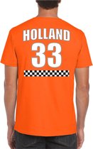 Oranje race supporter t-shirt - rugnummer 33 - Holland / Nederland fan shirt / kleding voor heren 2XL