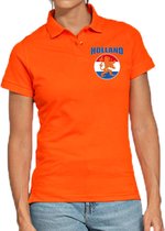 Oranje fan poloshirt voor dames - Holland met oranje leeuw op borstkas - Nederland supporter - EK/ WK shirt / outfit S