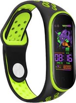 Siliconen Smartwatch bandje - Geschikt voor  Xiaomi Mi Band 5 sport bandje - zwart/groen - Horlogeband / Polsband / Armband
