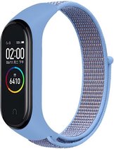 Nylon Smartwatch bandje - Geschikt voor  Xiaomi Mi Band 5 nylon bandje - lichtblauw - Horlogeband / Polsband / Armband