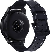 Samsung Galaxy Watch leren band 41mm / 42mm - zwart + glazen screen protector