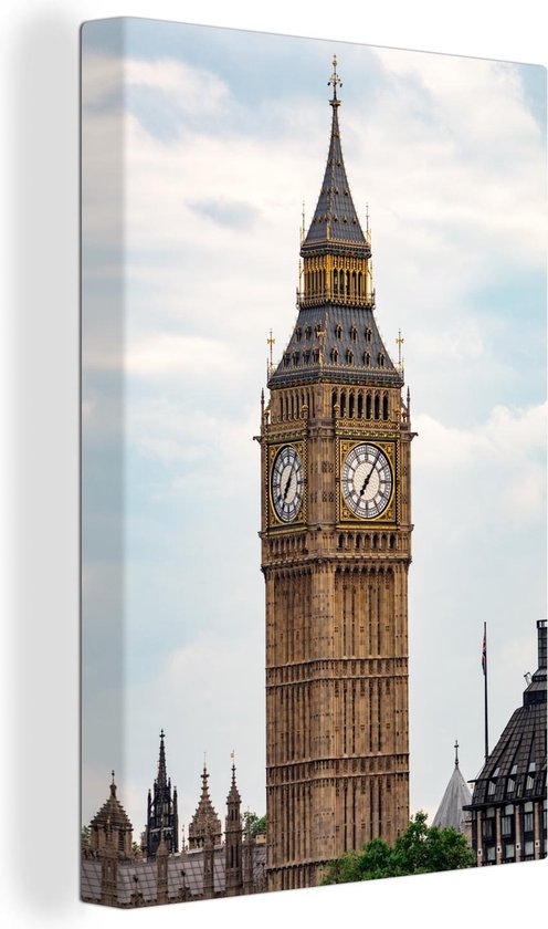 Canvas schilderij 120x180 cm - Wanddecoratie Close up van de Big Ben in Londen - Muurdecoratie woonkamer - Slaapkamer decoratie - Kamer accessoires - Schilderijen