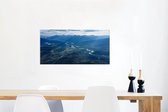 Canvas Schilderij Uitzicht op de Athabasca rivier en de Whistlers Mountain in Canada - 80x40 cm - Wanddecoratie