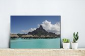 Les célèbres bungalows sur toile Bora Bora 30x20 cm - petit - Tirage photo sur toile (Décoration murale salon / chambre)