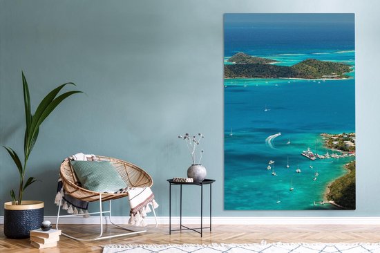Caribbean Harbor Canvas 120x180 cm - Tirage photo sur toile (Décoration murale salon / chambre) XXL / Grand format!