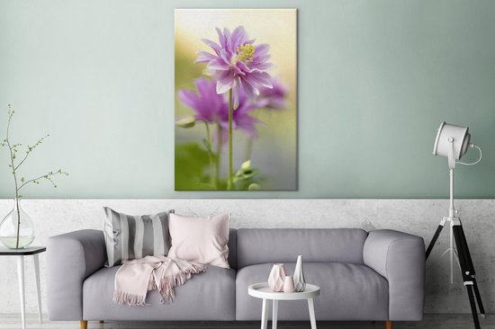 Close-up ancolie 90x140 cm - Tirage photo sur toile (Décoration murale salon / chambre) / Peintures Fleurs sur toile