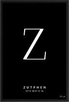 Poster Letter Z Zutphen A4 - 21 x 30 cm (Exclusief Lijst)