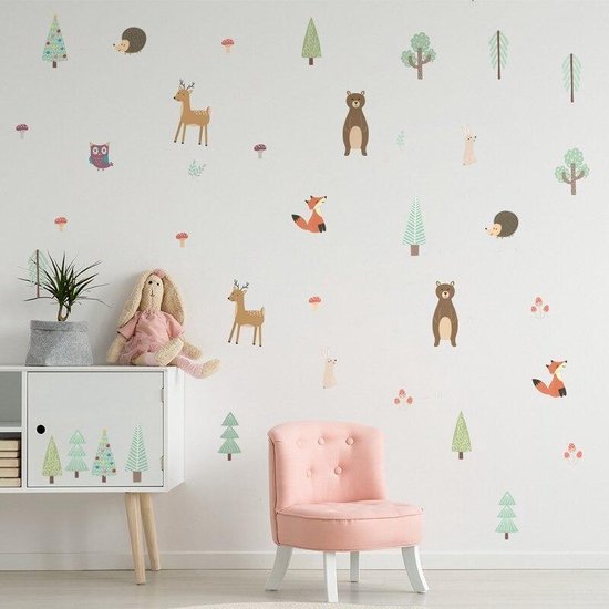 Muursticker voor Kinderkamer - Sticker Bos & Dieren - Muurdecoratie voor Kinderkamer