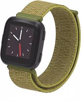 Nylon Smartwatch bandje - Geschikt voor  Fitbit Versa / Versa 2 nylon bandje - olijf - Strap-it Horlogeband / Polsband / Armband