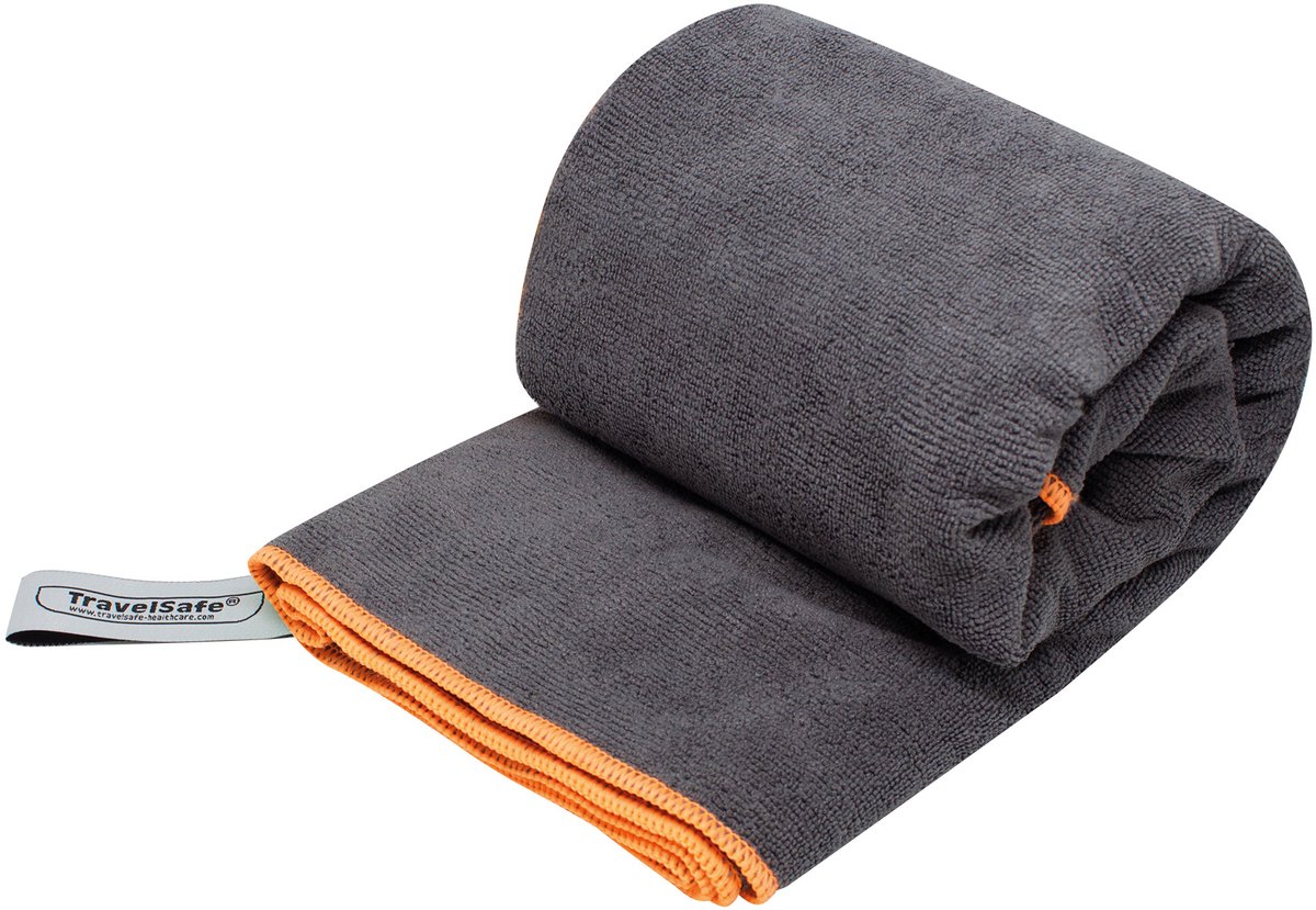 TravelSafe Microvezel Terry handdoek L – grijs/oranje