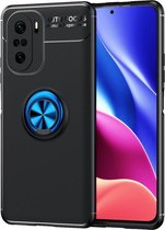 Xiaomi Poco F3/Mi 11i Hoesje Magnetische Metalen Ring Kickstand Blauw