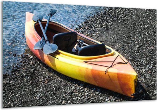 Glas schilderij Kayak, Sport | Geel, Oranje, Grijs | | Foto print op Glas |  F007193