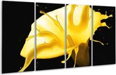 GroepArt - Glasschilderij - Bloem - Geel, Zwart - 160x80cm 4Luik - Foto Op Glas - Geen Acrylglas Schilderij - 6000+ Glasschilderijen Collectie - Wanddecoratie