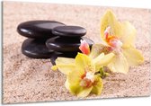 Peinture sur verre d'orchidée | Jaune, noir, blanc | 120x70cm 1Hatch | Tirage photo sur verre |  F004041