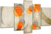 Glasschilderij Art - Oranje, Grijs, Geel - 170x100cm 5Luik - Foto Op Glas - Geen Acrylglas Schilderij - 6000+ Glasschilderijen Collectie - Wanddecoratie