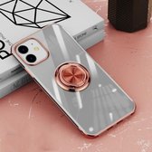 All-inclusive galvaniserende siliconen hoes met ringhouder voor iPhone 12 mini (roségoud)