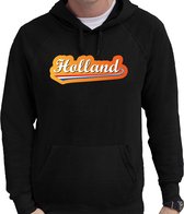 Zwarte fan hoodie voor heren - Holland met Nederlandse wimpel - Nederland supporter - EK/ WK hooded sweater / outfit M