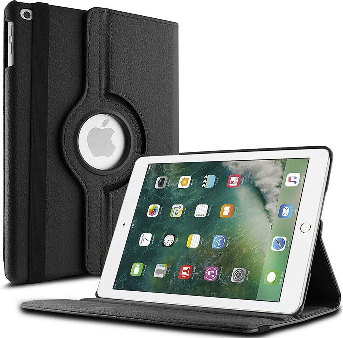 FONU 360° Boekmodel Hoes iPad 2017 (5e Generatie) / iPad 2018 (6e Generatie) - 9.7 inch - Zwart