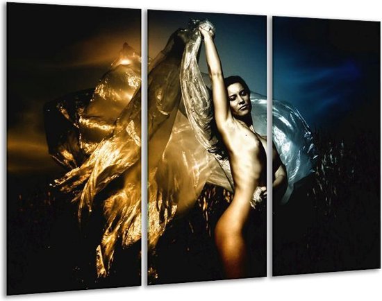 Canvas schilderij Vrouw | Geel, Blauw, Zwart | | F001366