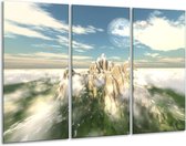 GroepArt - Schilderij -  Natuur - Wit, Groen, Grijs - 120x80cm 3Luik - 6000+ Schilderijen 0p Canvas Art Collectie