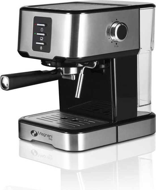 Magnani - Espresso Machine - Half-automatisch - met Tamper en Stoompijp - voor 1 of 2 Kopjes Koffie - RVS - 29 x 31 x 27 cm (L x B x D) -