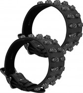 Ouch! Skulls and Bones - Ankle Cuffs with Skulls - Black - Bondage Toys - Accessories