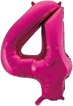 Haza Original Folieballon Cijfer 4 Roze 92 Cm