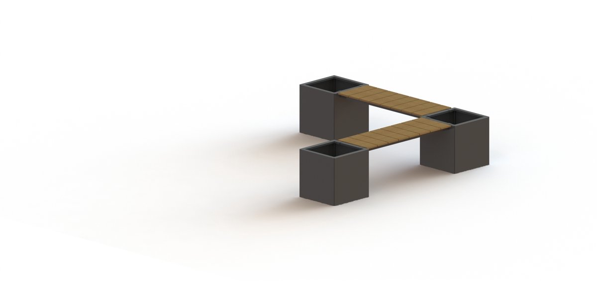 Gepoedercoat staal - plantenbak - Vierkant - Hoekopstelling - Met bankje - 221,2x221,2x50cm - Zwart - Zonder bodem - MySteel