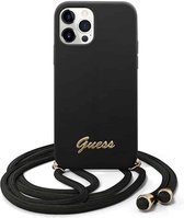 iPhone 12/12 Pro Backcase hoesje - Guess - Effen Zwart - Silicone