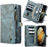 CaseMe Vintage Wallet étui compatible avec Samsung S21 Bleu