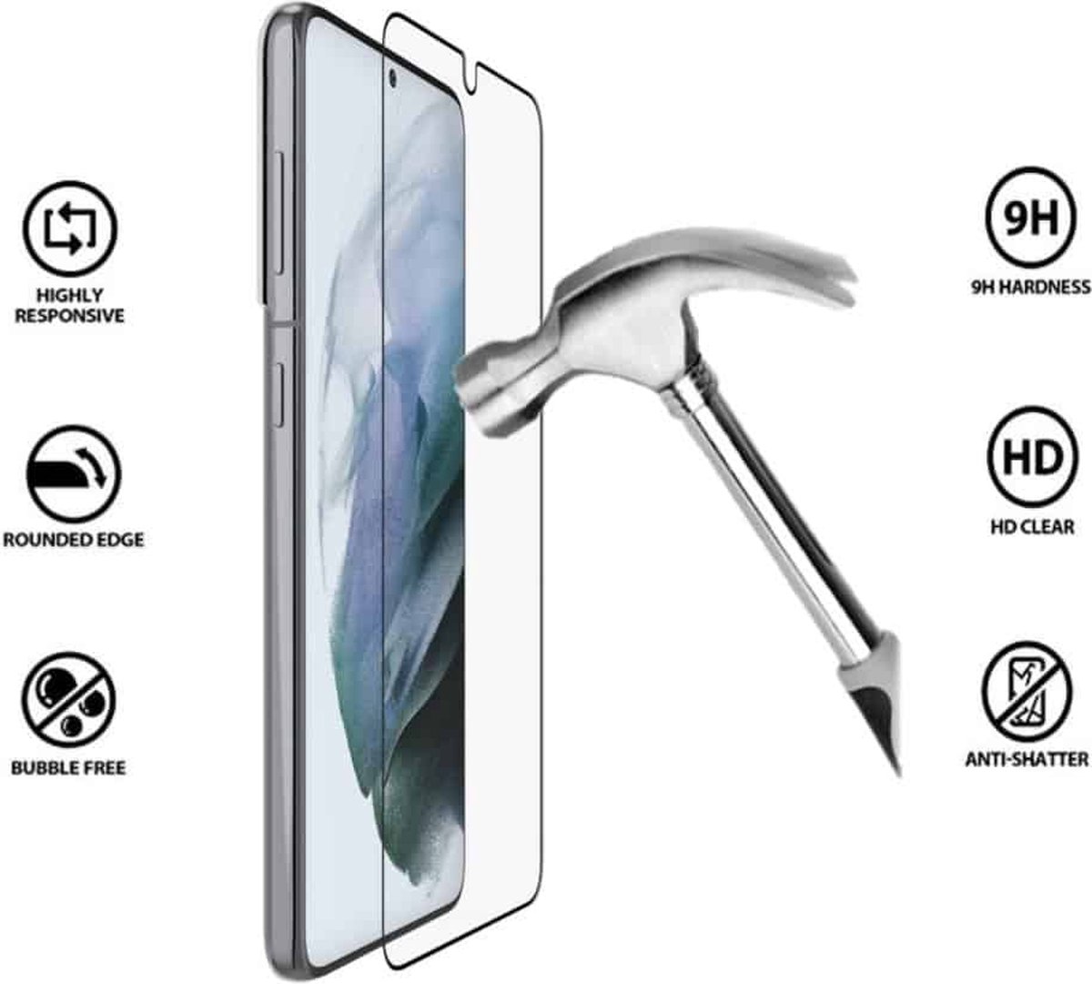 Fonu Premium Fullcover screen protector Geschikt voor Samsung S21 Plus