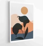 Mountain and Botanical wall art vector set. Earth tones landscapes wallpaper 1 - Moderne schilderijen – Vertical – 1924982615 - 80*60 Vertical