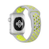 Voor Apple Watch Series 6 & SE & 5 & 4 40 mm / 3 & 2 & 1 38 mm Sport siliconen horlogeband standaardeditie (grijs geel)