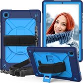 Voor Samsung Galaxy Tab A7 10.4 (2020) T500 / T505 Contrastkleur Robot Schokbestendig Siliconen + PC Beschermhoes met Houder (Marineblauw)