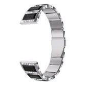 Voor Samsung Galaxy horloge 42 mm roestvrij staal met diamant bezette vervangende horlogebanden (zilver + zwart)