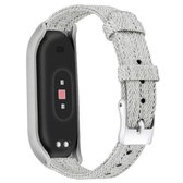 Voor Xiaomi Mi Band 4/3 XM mat zilver frame + canvas riem, maat: L (blauwgrijs)