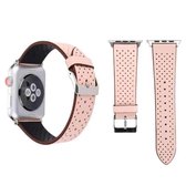 Voor Apple Watch Series 3 & 2 & 1 42 mm Simple Fashion echt lederen horlogebandje met gatenpatroon (roze)