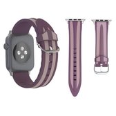 Voor Apple Watch Series 3 & 2 & 1 38 mm Fashion Double Stripes Pattern siliconen horlogeband (roze)